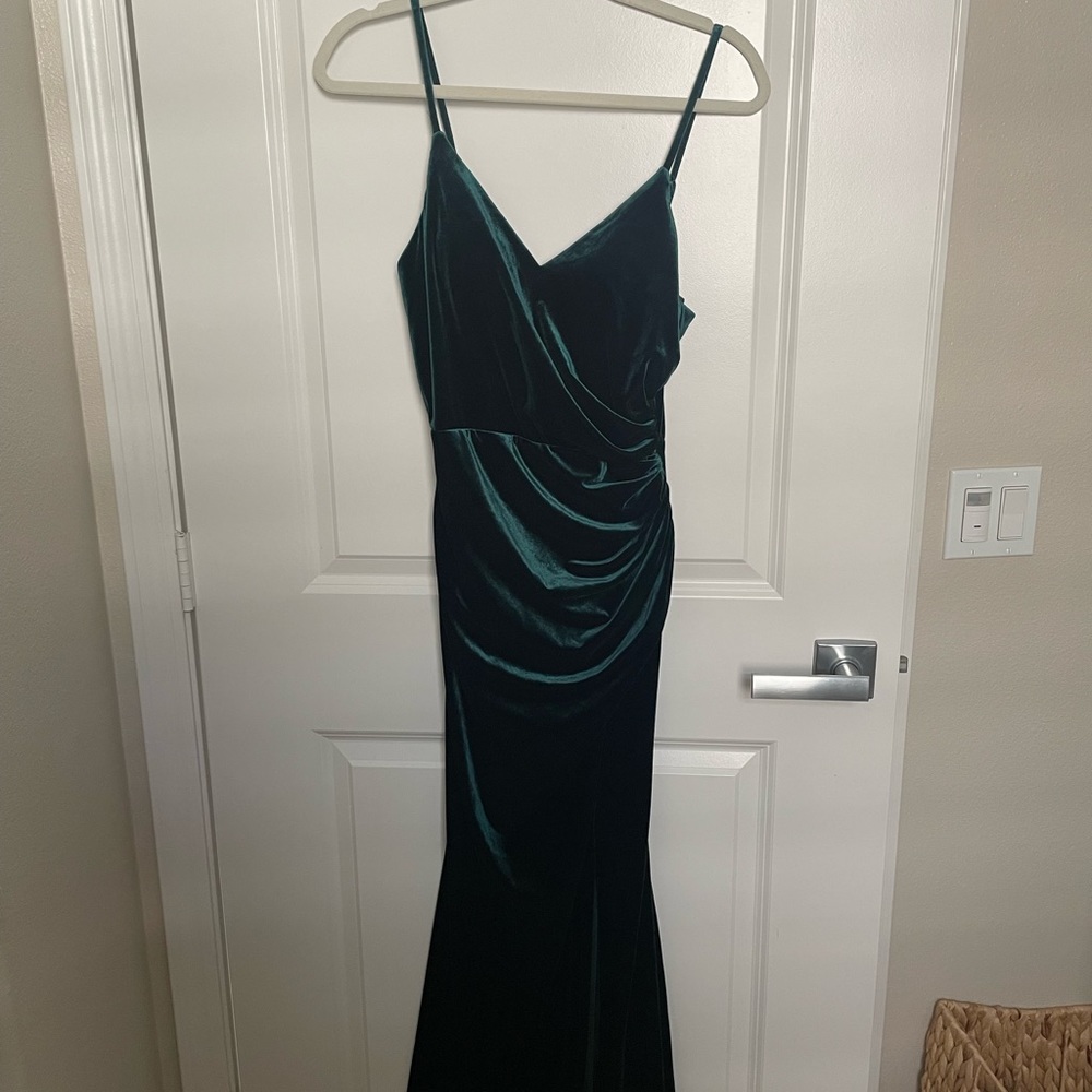 Revelry green velvet bridesmaid dress size 4